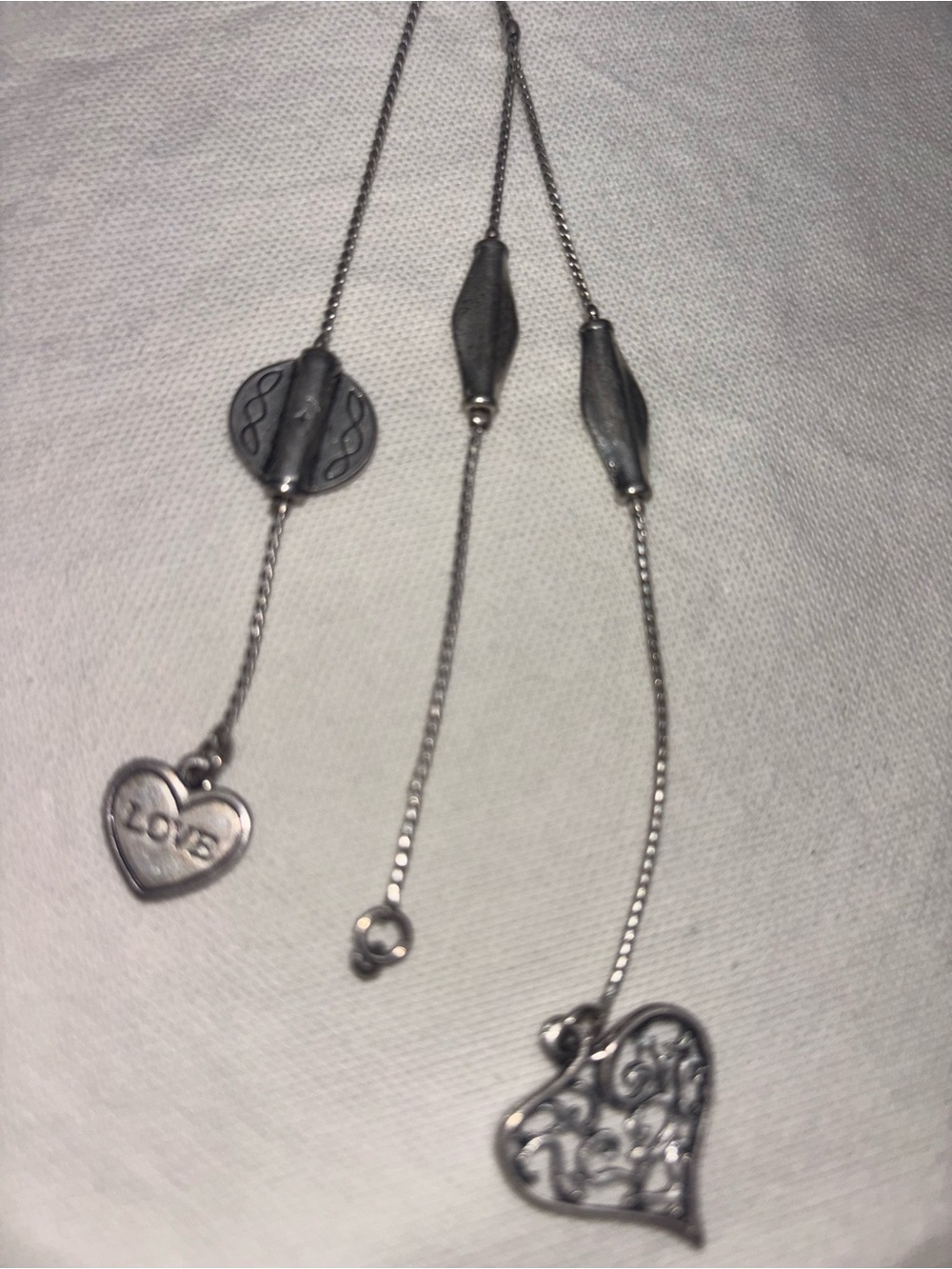 Lia Sophia Silver-Tone Multi-Chain Necklace with Logo Tag